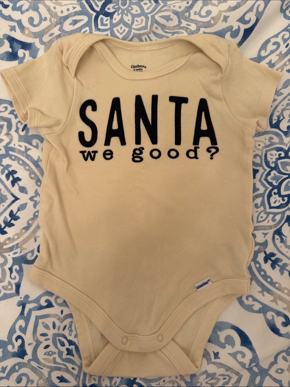 Gerber Cream "Santa We Good?" Baby One-Piece